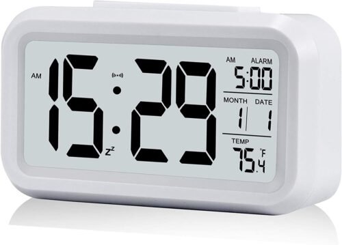 Digital Alarm Clock with LCD Display, Desk Smart Electronic Small Clock with Ind