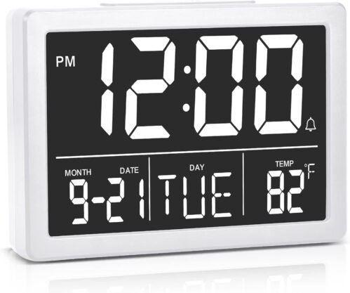 Digital Alarm Clock with Snooze, Small Clock/Table Clock, 6.3" LED Digital Calen