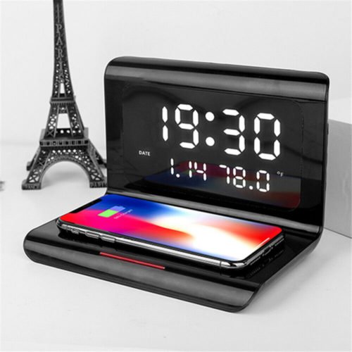 Digital Alarm Clock with Wireless Charging 2 in 1 Wireless Charger Fast Wireless