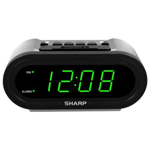 Digital Alarm with AccuSet - Automatic Smart Clock, Never Needs Setting - Gre...