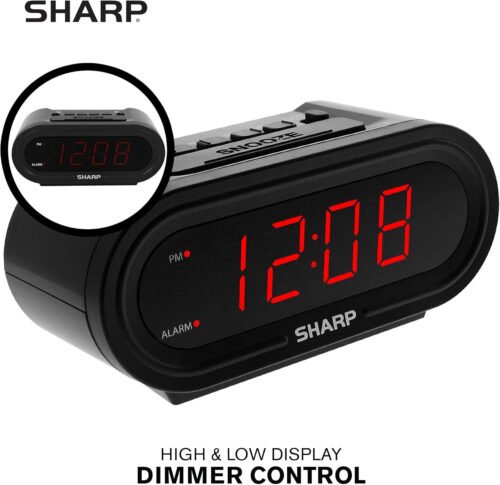Digital Alarm with AccuSet - Automatic Smart Clock, Never Needs Setting - Gre...