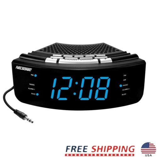 Digital AM FM Clock Radio W/ Aux Cord Alarm Jumbo LED Display Sleep Function New