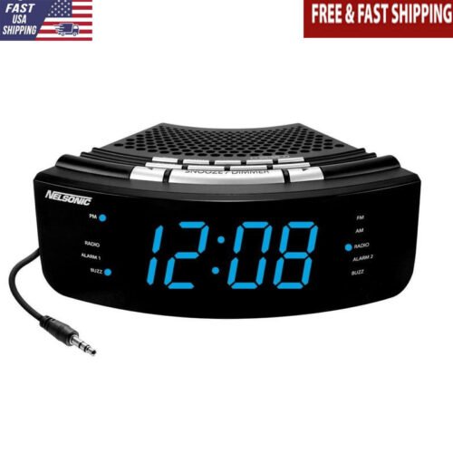 Digital AM/FM Radio Alarm Clock LED Display Jumbo Numbers Brightness Control New