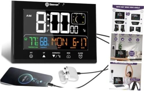 Digital Atomic Alarm Clocks for Bedrooms with Battery Backup, Color HD