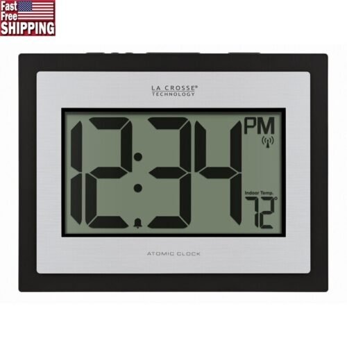 Digital Atomic Clock Table Wall Indoor Temperature Alarm Time Zone DST 513-1422S