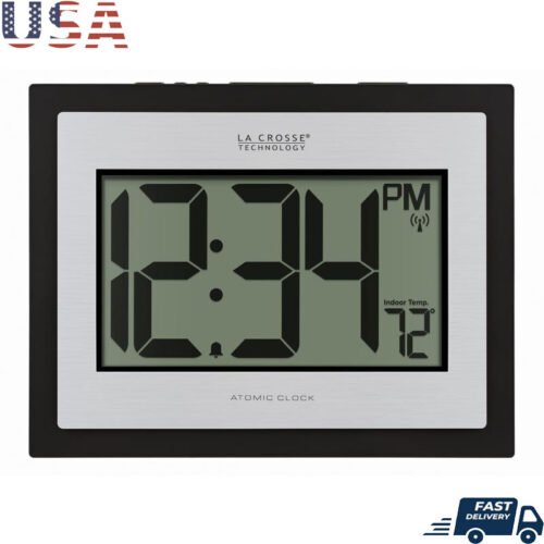 Digital Atomic Clock Table Wall Time Temperature 7 Time Zones Battery Operated