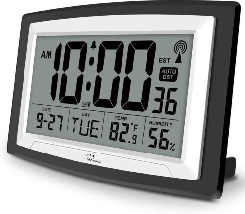 Digital Atomic Wall/Desk Alarm Clock Large Display With Temperature & Humidity