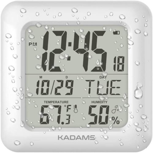 Digital Bathroom Shower Wall Clock Waterproof White