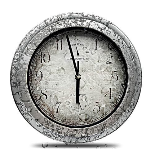 Digital Bathroom Wall Clock Retro Outdoor Clock With Humidity Temperature Non Ti