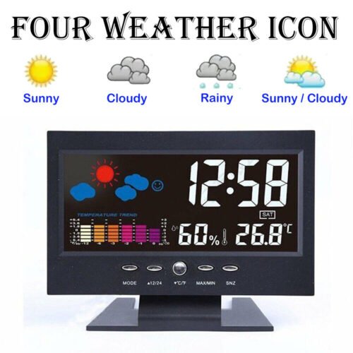 Digital Bedside LED Snooze Alarm Clock Time Temperature Day/Night Desktop Clocks