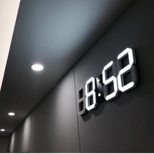 Digital Big Large 3D LED Wall Desk Clock Alarm Snooze Temperature Date 12/24H