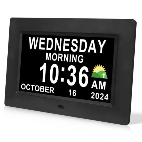 Digital Calendar Dementia Alarm Clock with Day and Date for Elderly - 15 Alar...