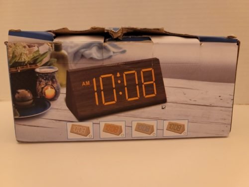Digital Clock LED Wooden Alarm Clock Table Sound Control Electronic Clocks