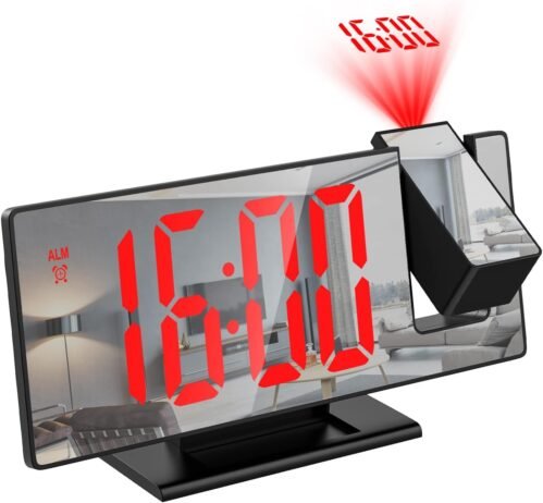 Digital Desk Alarm Clock LED Large 7" Display 180 Projection Digital Temperature