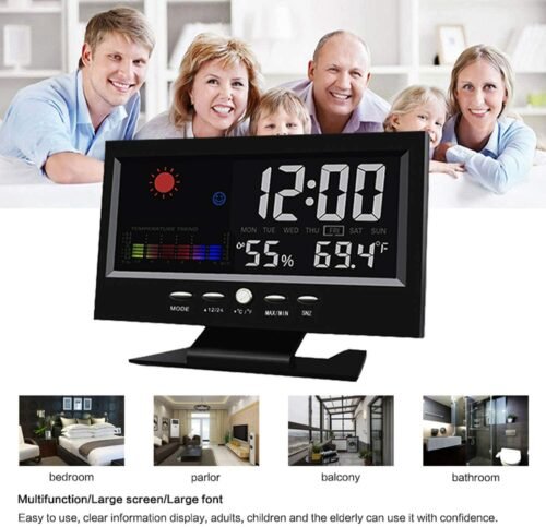 Digital Desk Alarm Clock Weather Thermometer Humidity Monitor Reloj despertador