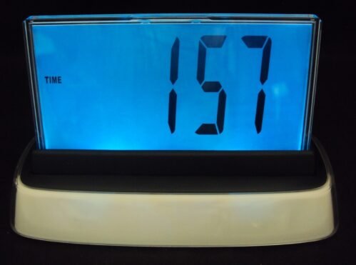 Digital Desk Clock CL-110 ~ w/Time, Temperature, Date, Changing Color,Alarm