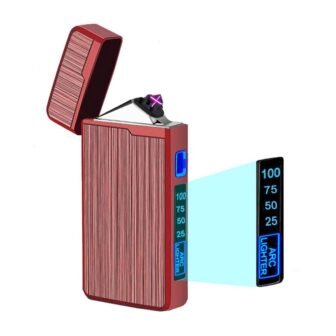 Digital Dual Arc Red Metal 220 mAh USB Rechargeable Electric LIghter with...