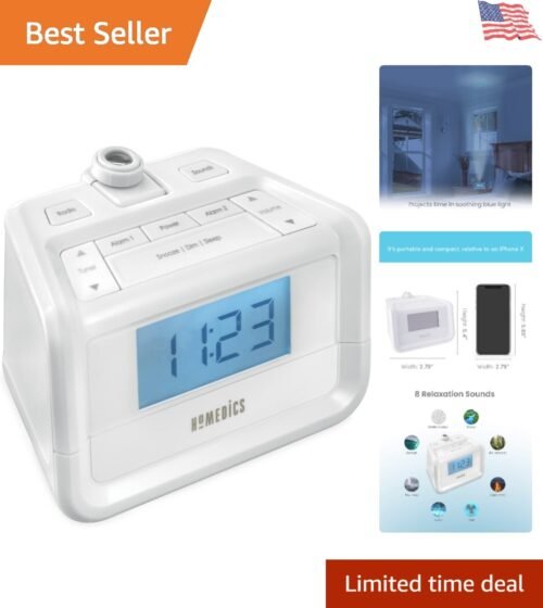 Digital FM Clock Radio with Time Projection, 8 Nature Sounds, Snooze