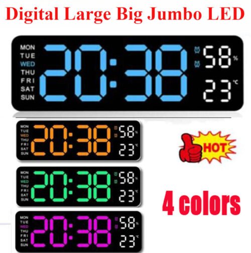 Digital Large Big Jumbo LED Wall Desk Clock Display with Calendar Temperature