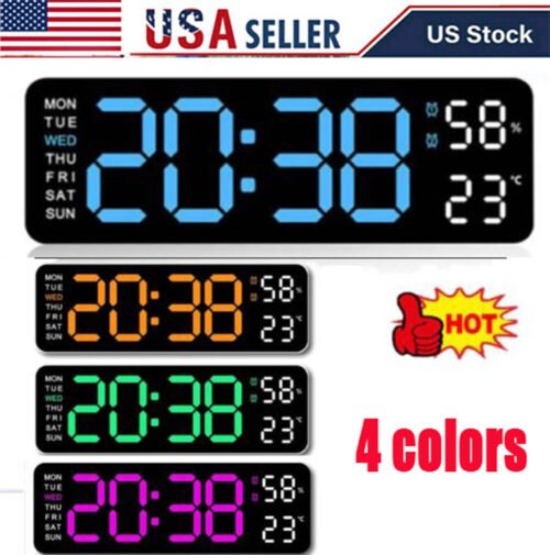 Digital Large Big Jumbo LED Wall Desk Clock Display with Calendar Temperature