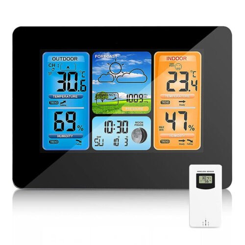 Digital LCD Indoor & Outdoor Weather Station Clock Calendar Thermometer Wireless 3