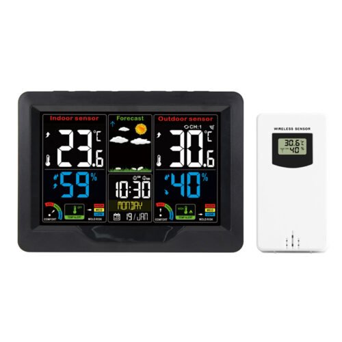 Digital LCD Weather Station Clock Indoor & Outdoor Calendar Thermometer Wireless