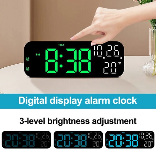 Digital LED Alarm Clock Snooze Display Temperature Time Desk USB Large Mirror US