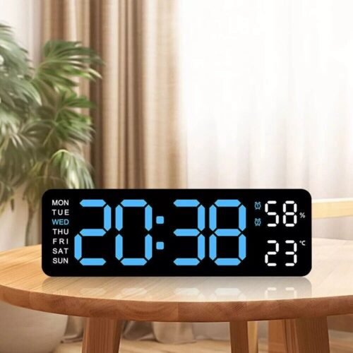 Digital LED Desk Alarm Clock Large LCD Display Wall Clock Temperature Date 2024