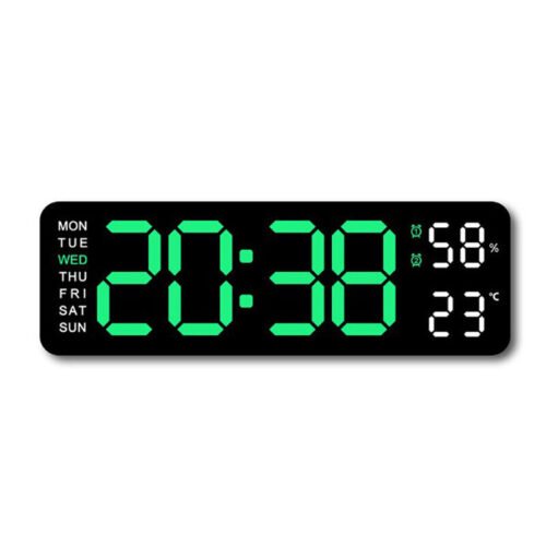 Digital LED Desk Alarm Clock Large LED Display Wall Clock Temperature Humidity