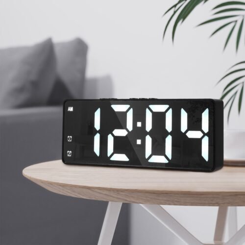 Digital LED Desk Alarm Clock Large Mirror Display USB Dual Alarm Snooze 12/24H