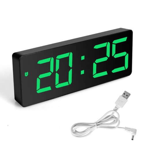 Digital LED Desk Alarm Clock Large Mirror Display USB Snooze Temperature Mode