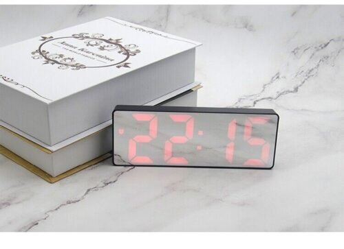 Digital LED Desk Alarm Clock Large Mirror Display USB Snooze Temperature Mode US