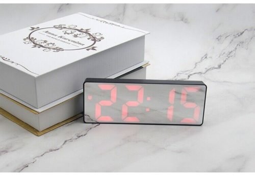 Digital LED Desk Alarm Clock Large Mirror Display USB Snooze Temperature Mode US