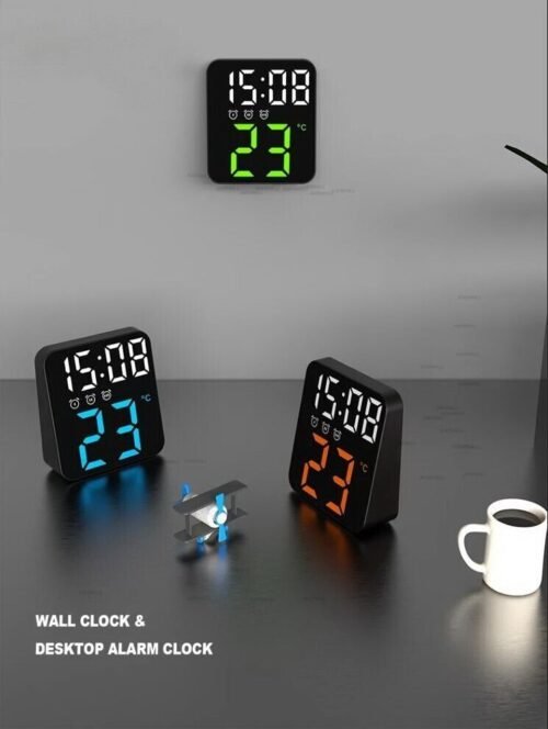 Digital LED Desk Alarm Clock with Temperature Display (Voice control)