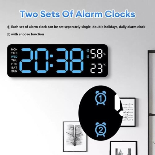 Digital LED Large Display Wall Desk Alarm Clock With Calendar Temperature Date