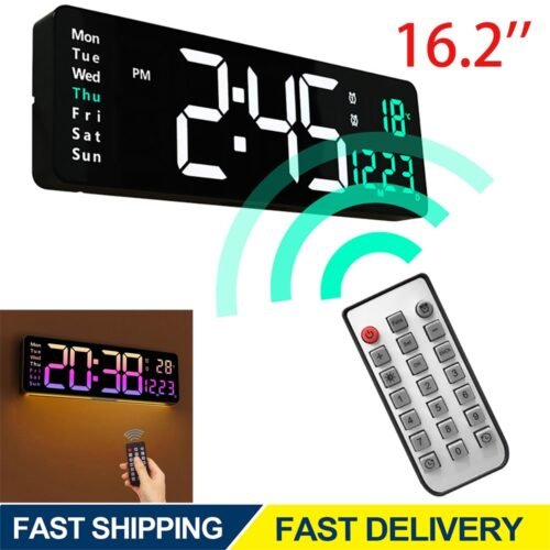 Digital LED Large Display Wall Desk Alarm Clock With Calendar Temperature Date