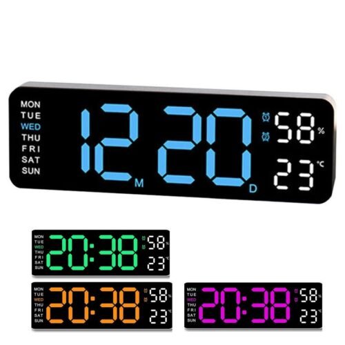 Digital LED Large Display Wall Desk Alarm Clock With Calendar Temperature Date