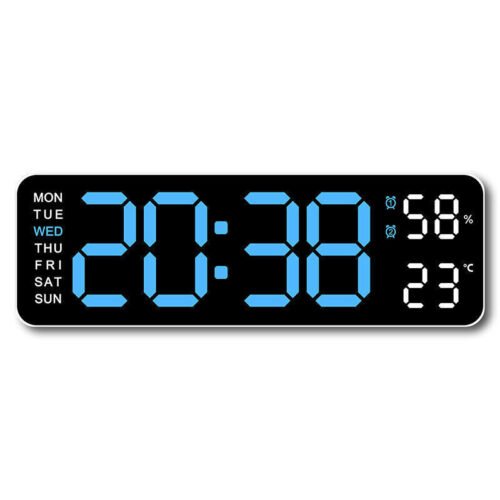 Digital LED Large Display Wall Desk Alarm Clock With Calendar Temperature Date