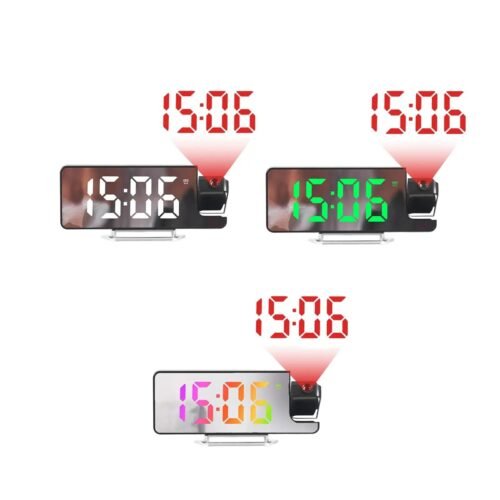 Digital LED Mirror Desk Clock Dual Alarm Time Projection Snooze Timer US