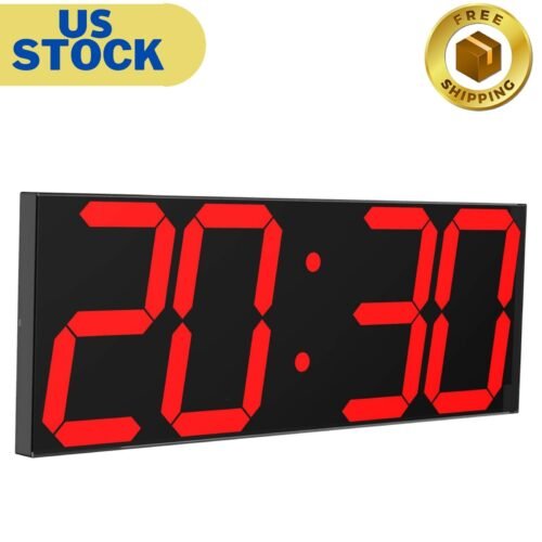Digital LED Wall Clock, Oversize Wall Clock with 6” Numbers, Remote Control