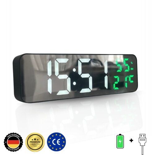 Digital LED Wall Table Clock With Night Mode, Alarm, Date Temperature Humid