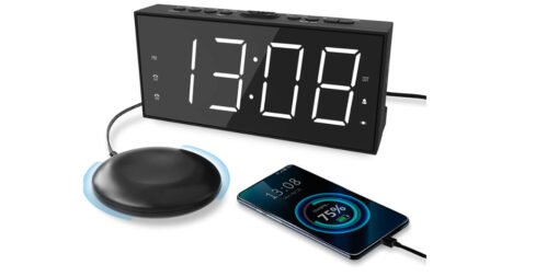 Digital Loud Alarm Clock Bed Shaker Dimmer Battery Backup LED Display Snooze USB