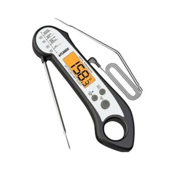 Digital Meat Thermometer, 2 in. 1 Dual Probe Food Thermometer with Backlight (Silver)