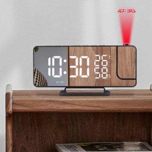 Digital Projector Alarm Clock Weather Calendar Timer LED Snooze USB Dimmable New
