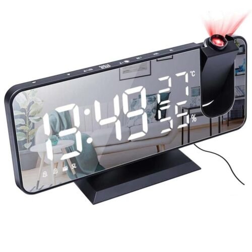 Digital Projector Alarm Clock With Radio Temperature Humidity Mirror USB Dimmer