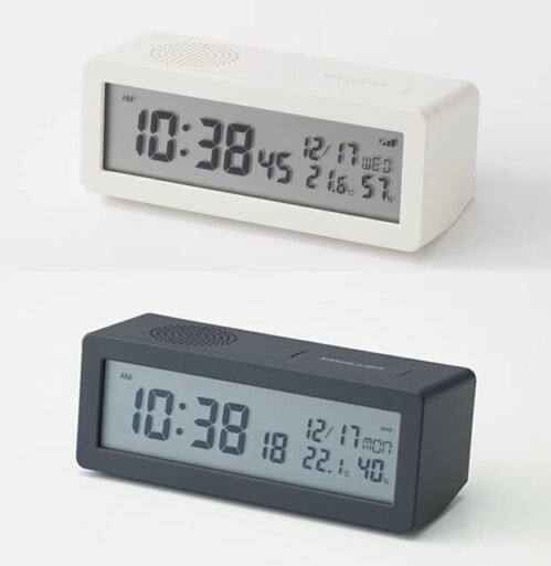 Digital Radio Controlled Alarm Clock w/ Thermo-Hygrometer White/Black Japan