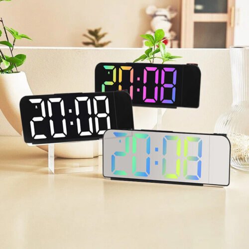 Digital Smart Alarm Clock Snooze Timer Wall Projector Thermometer Date 12/24Hr