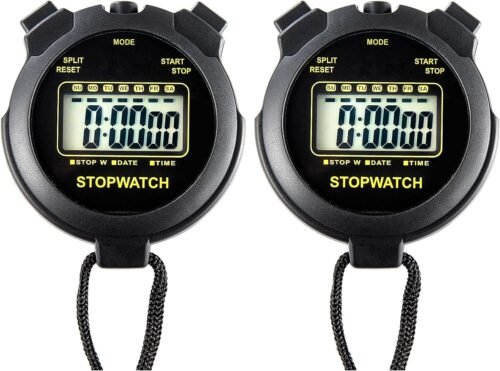 Digital Stopwatch Timer, Large Display with Clock and Date, No Alarm Black