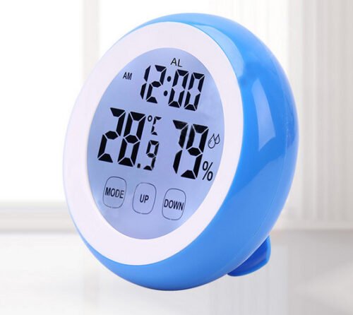 Digital Thermometer Clock, Temperature Humidity Monitor Alarm Clock Touch Screen