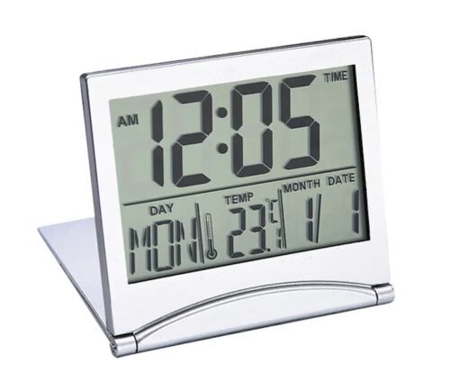 Digital Travel Alarm Clock Foldable LCD Snooze Large Display Battery Operated